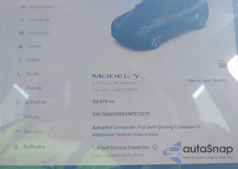 2022 Tesla Model Y Long Range Dual Motor All-Wheel Drive z USA, uszkodzony, nr VIN 7SAYGDEEXNF572277